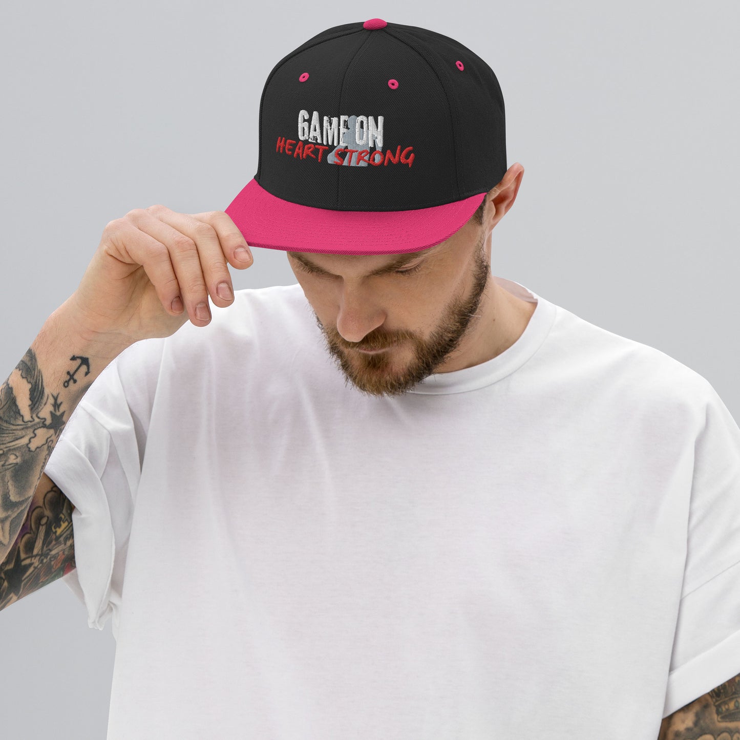 Game On Heart Strong Snapback Hat