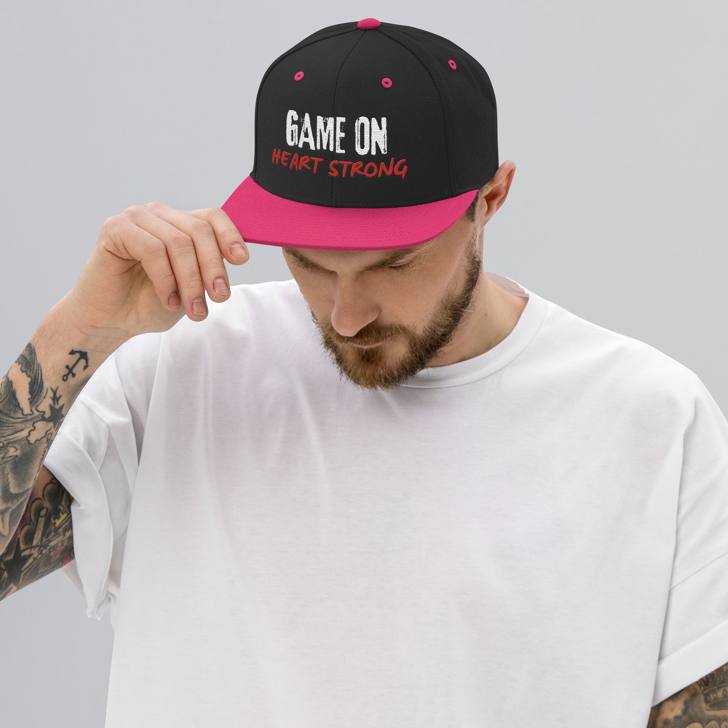 Game on Heart Strong Snapback Hat