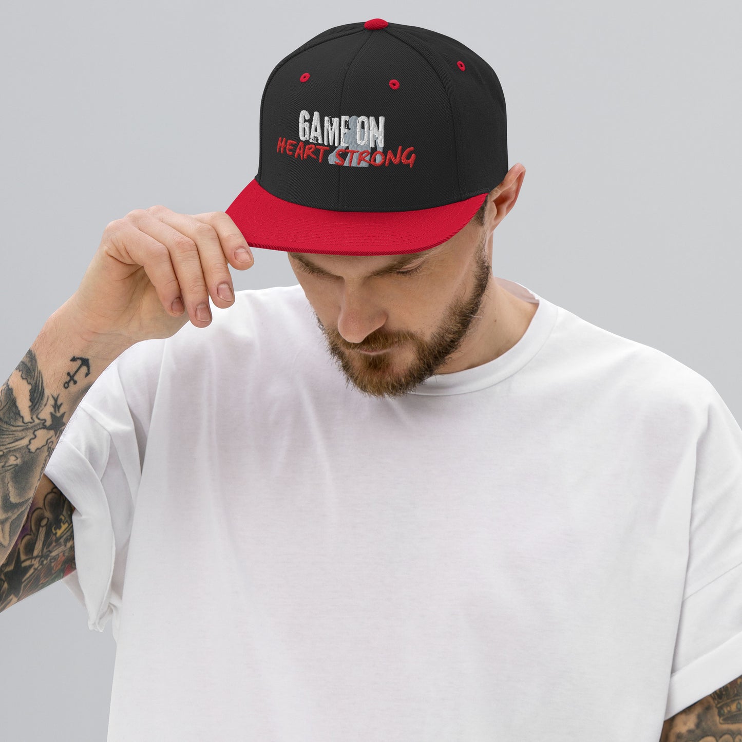 Game On Heart Strong Snapback Hat