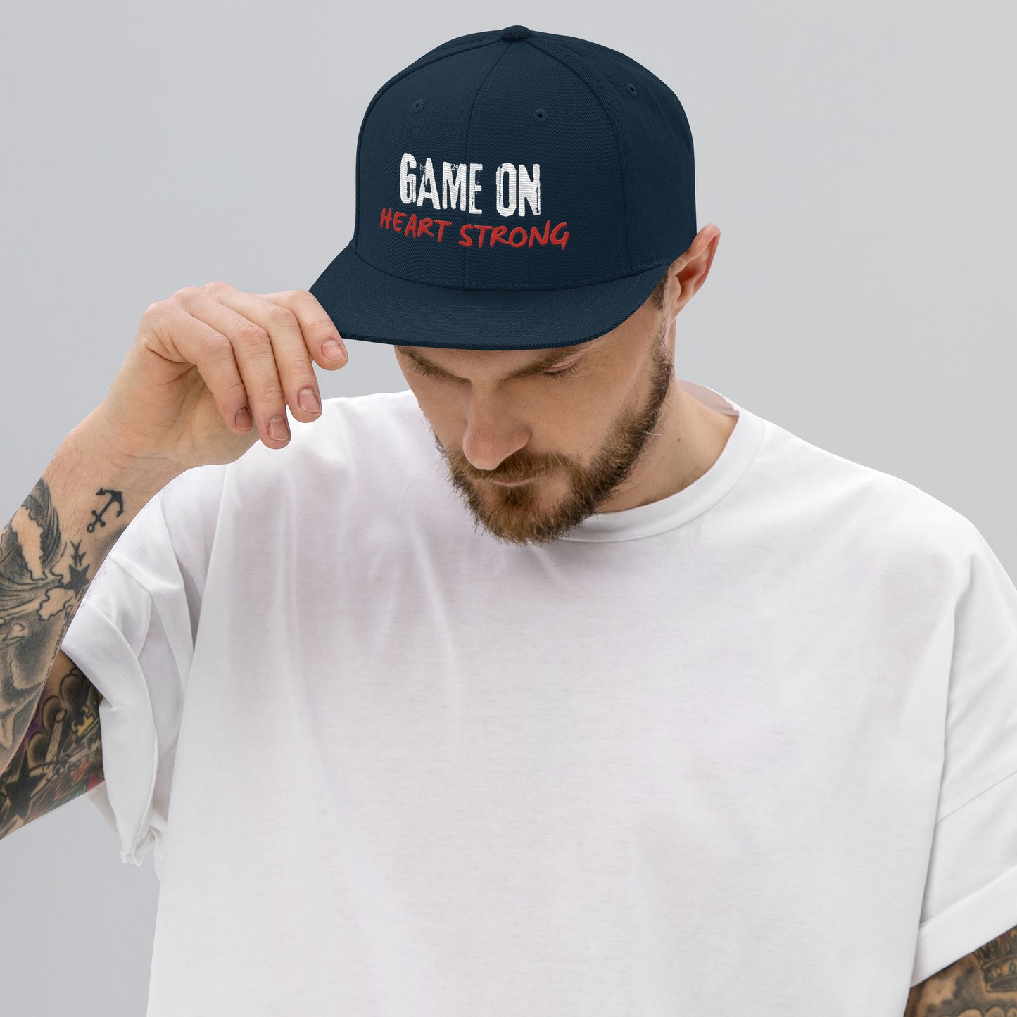 Game on Heart Strong Snapback Hat